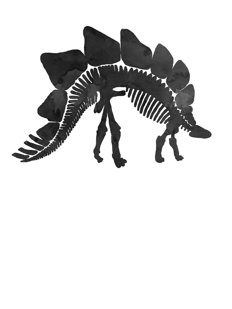 Black Stegosaurus Dinosaur Skeleton Kids T Shirt By Thejollymarten Redbubble - trex skeleton roblox