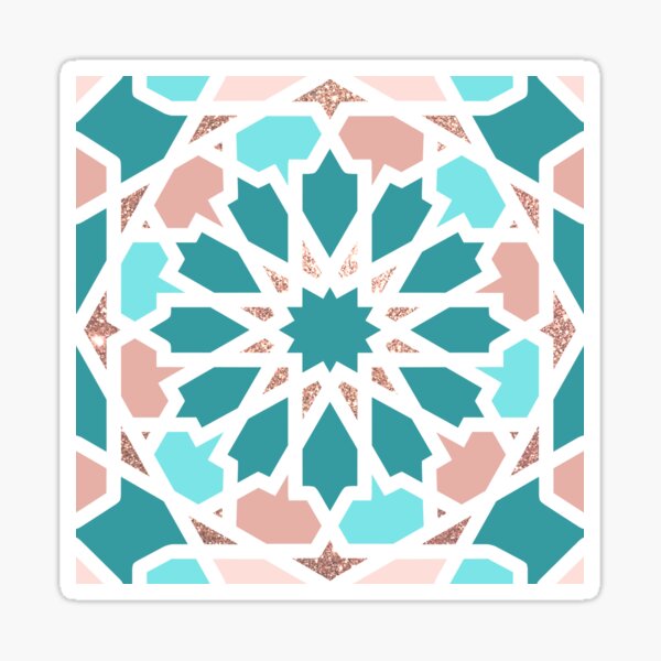 Rose gold geometric Arabic pattern inspired by the Safaa Gardens Mosque at KAUST Sticker