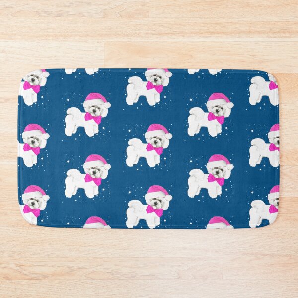 Item preview, Bichon Frise dog in a pink Christmas Santa Hat designed and sold by MagentaRose.