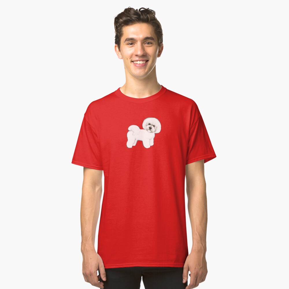 Bichon Frise dogs on coral pink / valentines gift for dog lovers, Bichon Mom gift, Classic T-Shirt