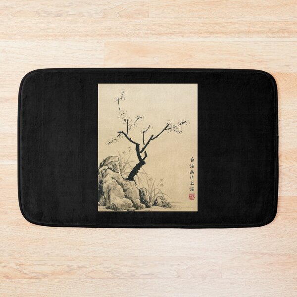 Item preview, Plum Blossom With Stone And Iris - Ink designed and sold by Birgit Moldenhauer.