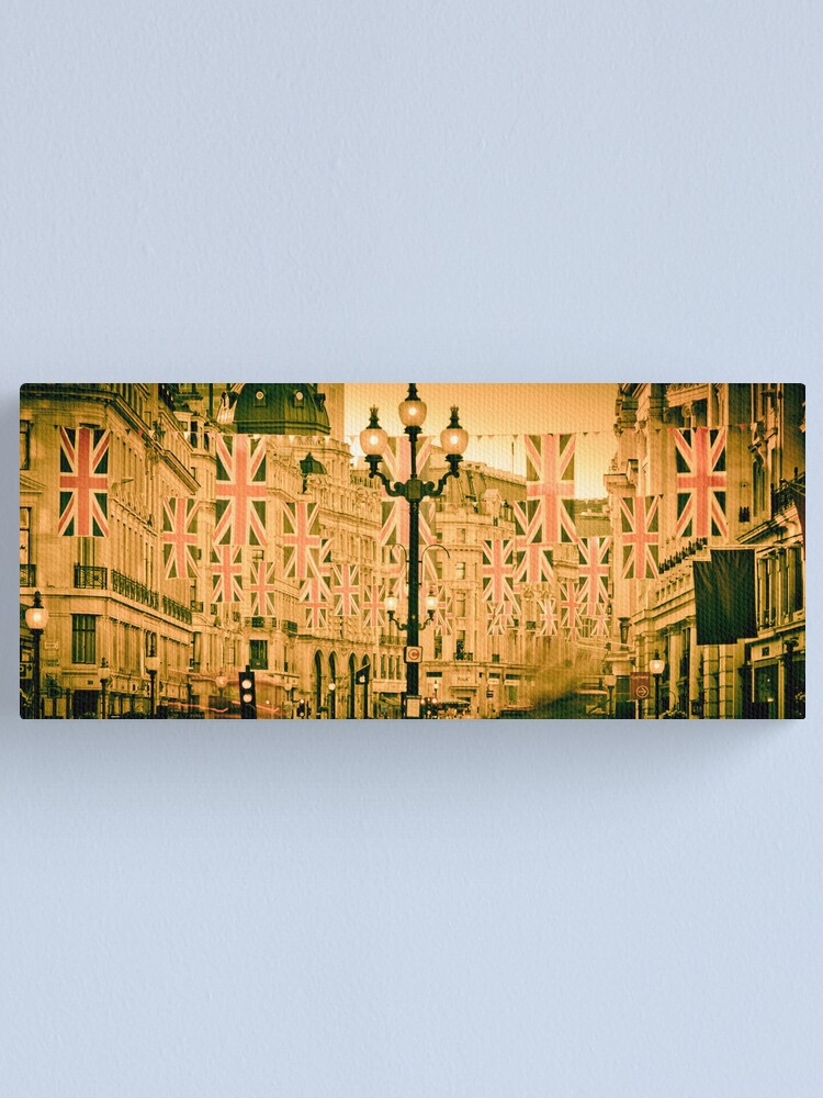 Alternate view of UK. London. Regent Street. Union Jack decorations for Royal Wedding. Canvas Print