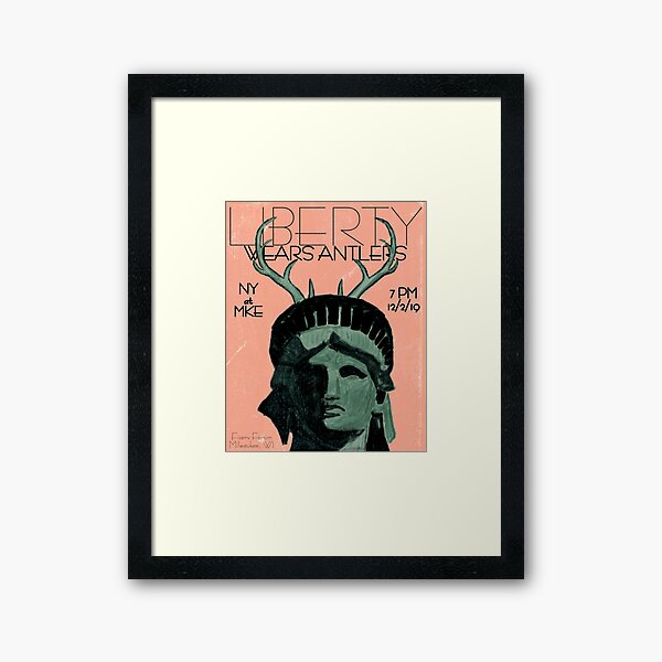 Liberty Wears Antlers Framed Art Print