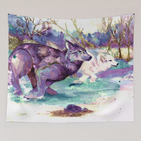 Item preview, Spatter Wolves Running through Forest designed and sold by FishWithATopHat.