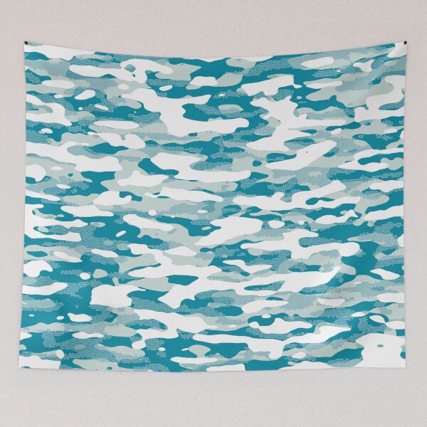 Item preview, Blue camouflage pattern mosaic style designed and sold by Destroyed-Pixel.