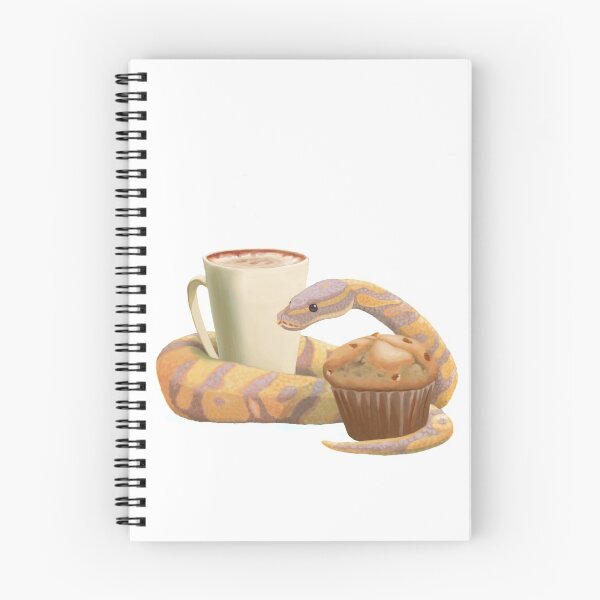 Item preview, Chai latte, banana nut muffin, and a ball python designed and sold by Burning Bee Illustration.