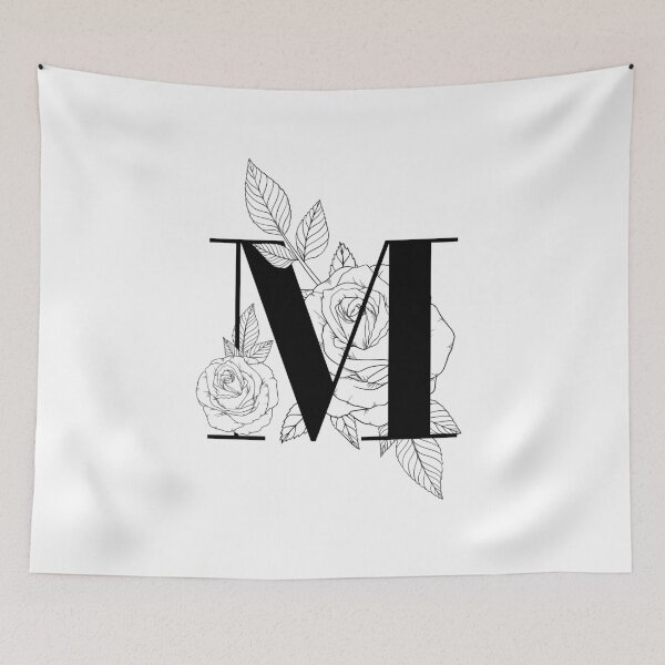 Aperçu de l'œuvre Monogramme Lettre M avec Dessin au trait Rose créée et vendue par GraphicsbyNel.