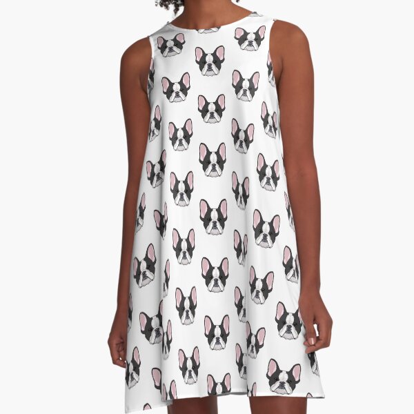 Pied French Bulldog A-Line Dress