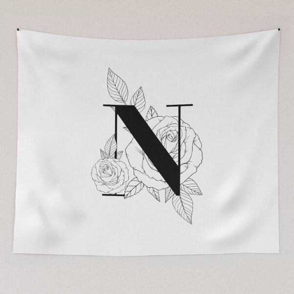 Item preview, Monograma Letra N con Rose Line Art designed and sold by GraphicsbyNel.