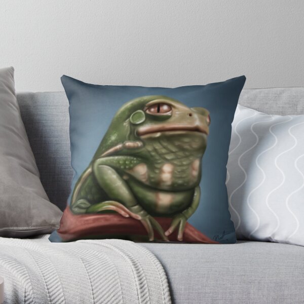 Grumpy Frog Throw Pillow