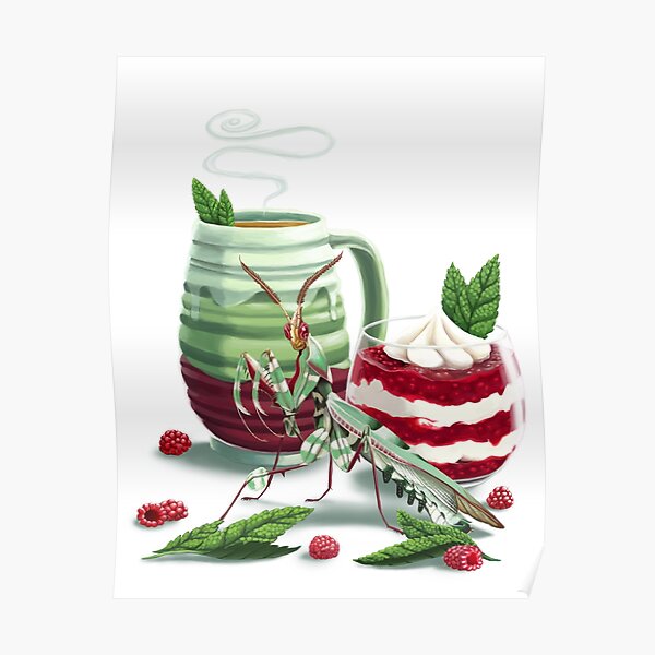 Mint Tea, Raspberry Parfait, and a Devil's Flower Mantis Poster