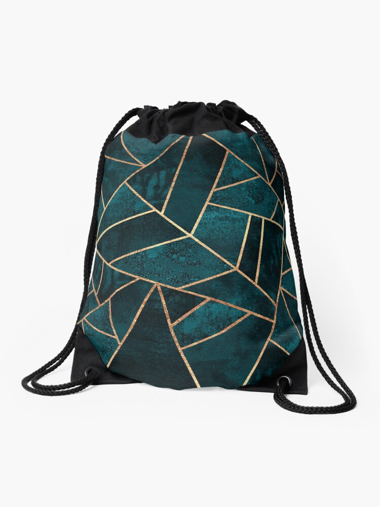 Thumbnail 1 of 3, Drawstring Bag, Deep Teal Stone designed and sold by foto-ella.