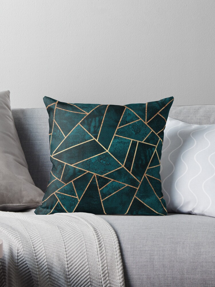 Thumbnail 1 of 4, Pillow, Deep Teal Stone designed and sold by foto-ella.