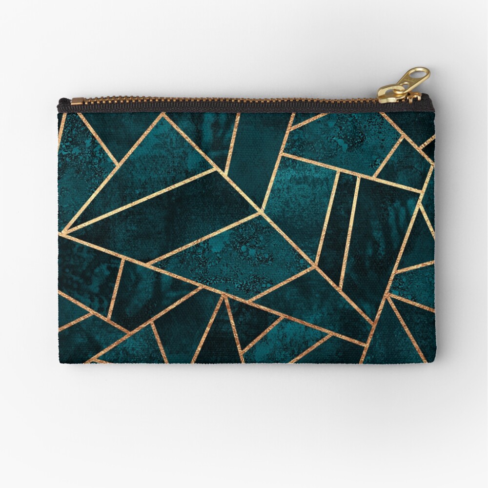 Deep Teal Stone Zipper Pouch