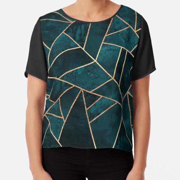 Deep Teal Stone Chiffon Top