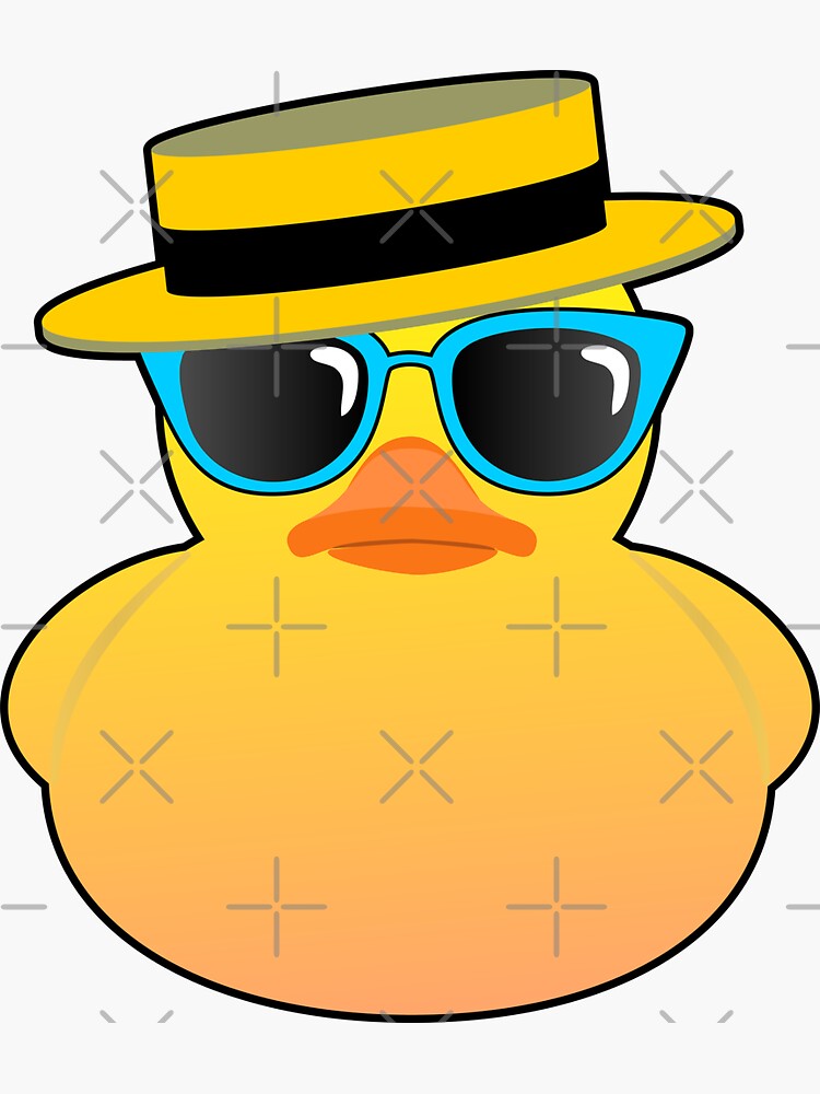 "Rubber Duck Ducky wearing Boater hat and sunglasses" Sticker for Sale
