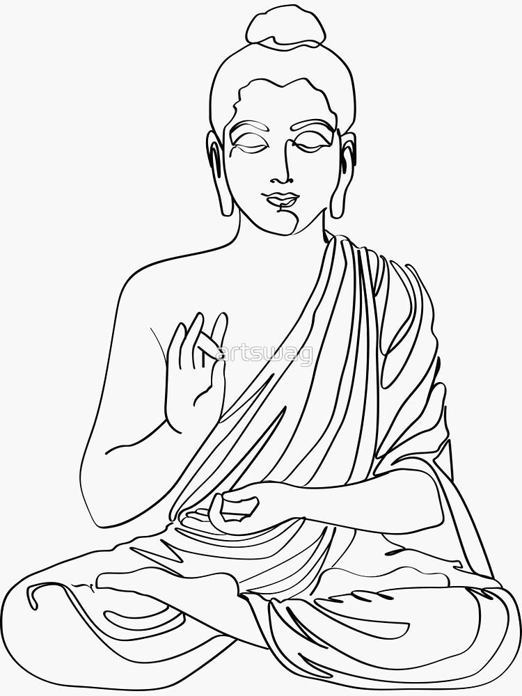 Statue buddha isolated sketch Royalty Free Vector Image