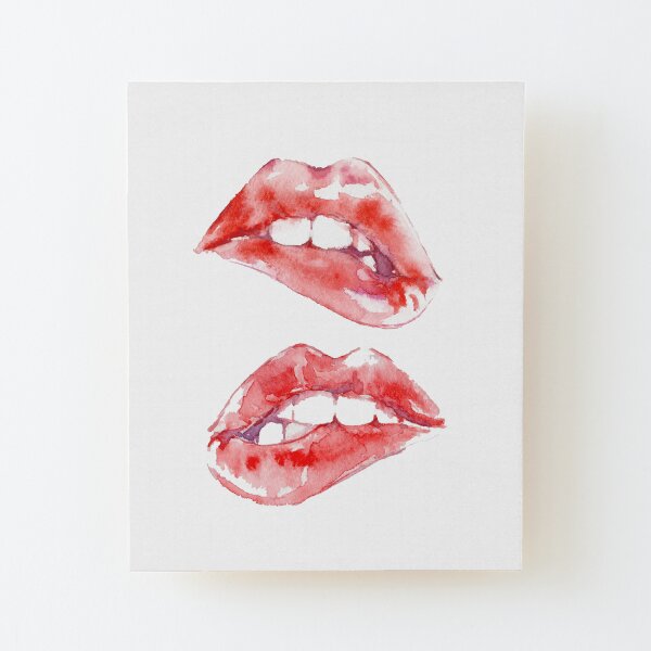 Biting Lips Wood Mounted Print