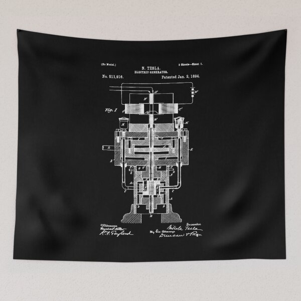 Item preview, Patent of Nikola Tesla Electric Generator (White Version) designed and sold by Aliasandco.
