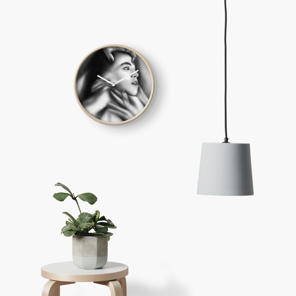 Death of a child (Charcoal drawing) Clock