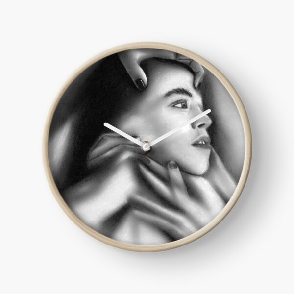 Death of a child (Charcoal drawing) Clock