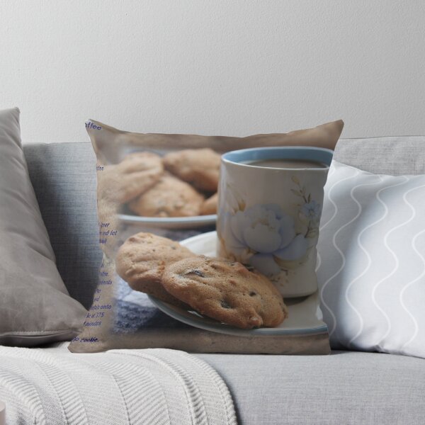 Grandma's Coffee Cookies (recipe) w/ white border Throw Pillow