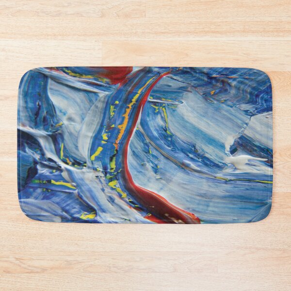 Item preview, Red spot on blue abstract painting photography  designed and sold by Studio Bako.