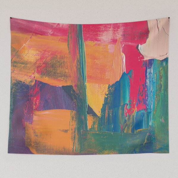 Item preview, Abstract acrylic painting red, green, orange, purple designed and sold by Studio Bako.