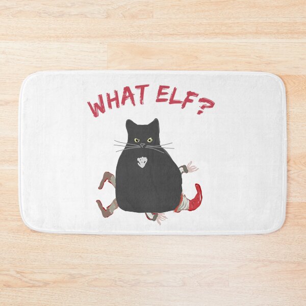 Item preview, Black Fluffy Cat Crushes Holiday Elf Funny Christmas Cheer designed and sold by clawswithpaws.