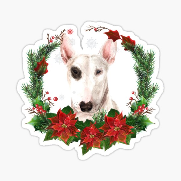 Item preview, Bull Terrier in a Christmas Wreath Christmas Gift for Bull Terrier Owner/Lover designed and sold by YuliyaR.