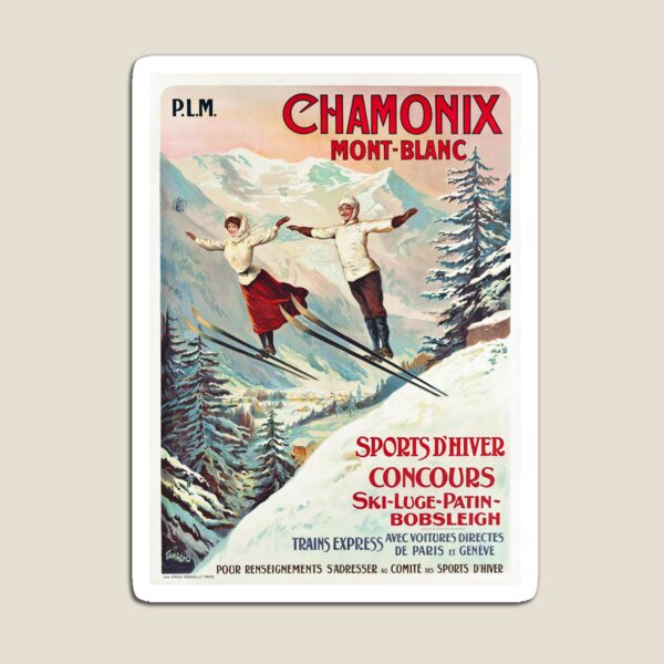 Chamonix, Mont Blanc - Vintage French Travel Poster Magnet
