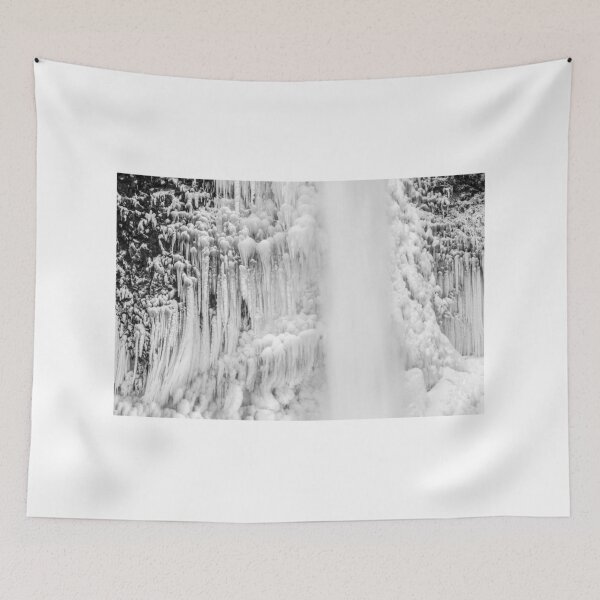 Item preview, Horsetail Falls, Columbia River Gorge, Frozen, Black and White  designed and sold by AvocaSpring.