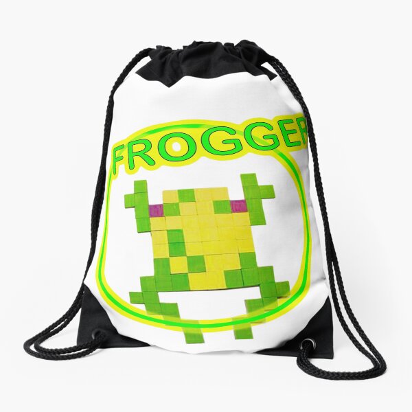 8 Bit Frogger Drawstring Gym Bag