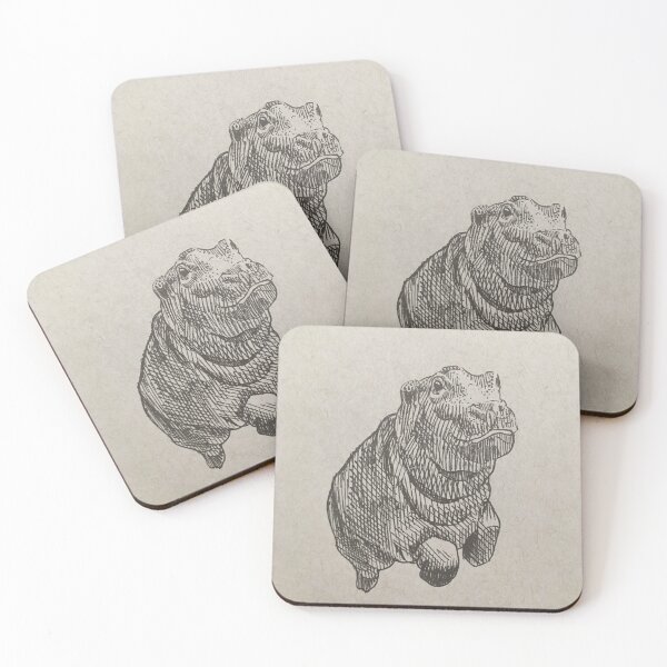 Item preview, Baby Hippo in ink designed and sold by Stephanie Chayrez.
