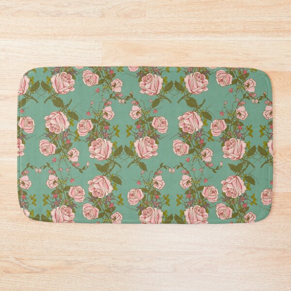 Item preview, Roses in Teal with pink fabric Throw Pillow designed and sold by amethystdesign.