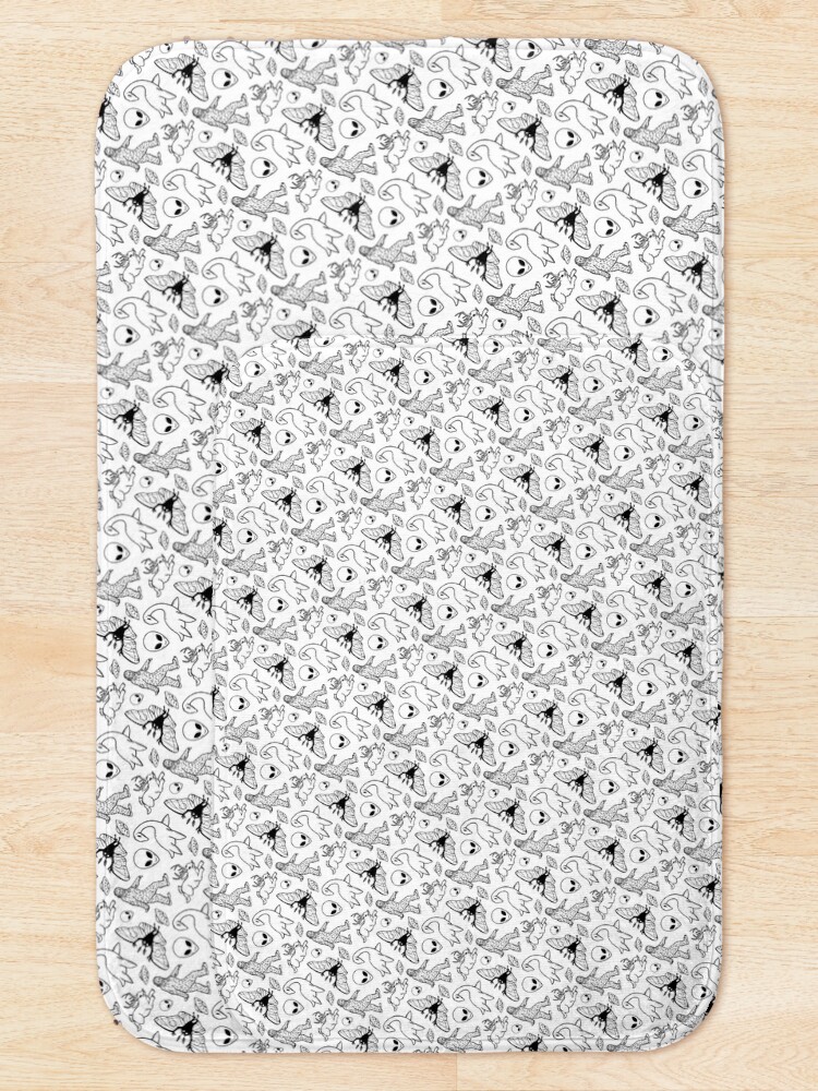 Alternate view of Cryptid Pattern (White Background) Bath Mat