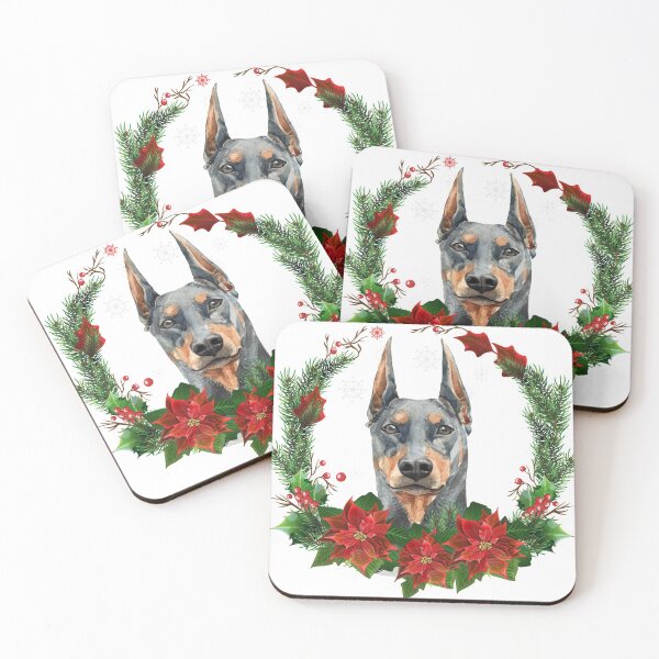 Item preview, Doberman Pinscher Dog in a Christmas Wreath Christmas Gift for Doberman Pinscher Dog Owner/Lover designed and sold by YuliyaR.