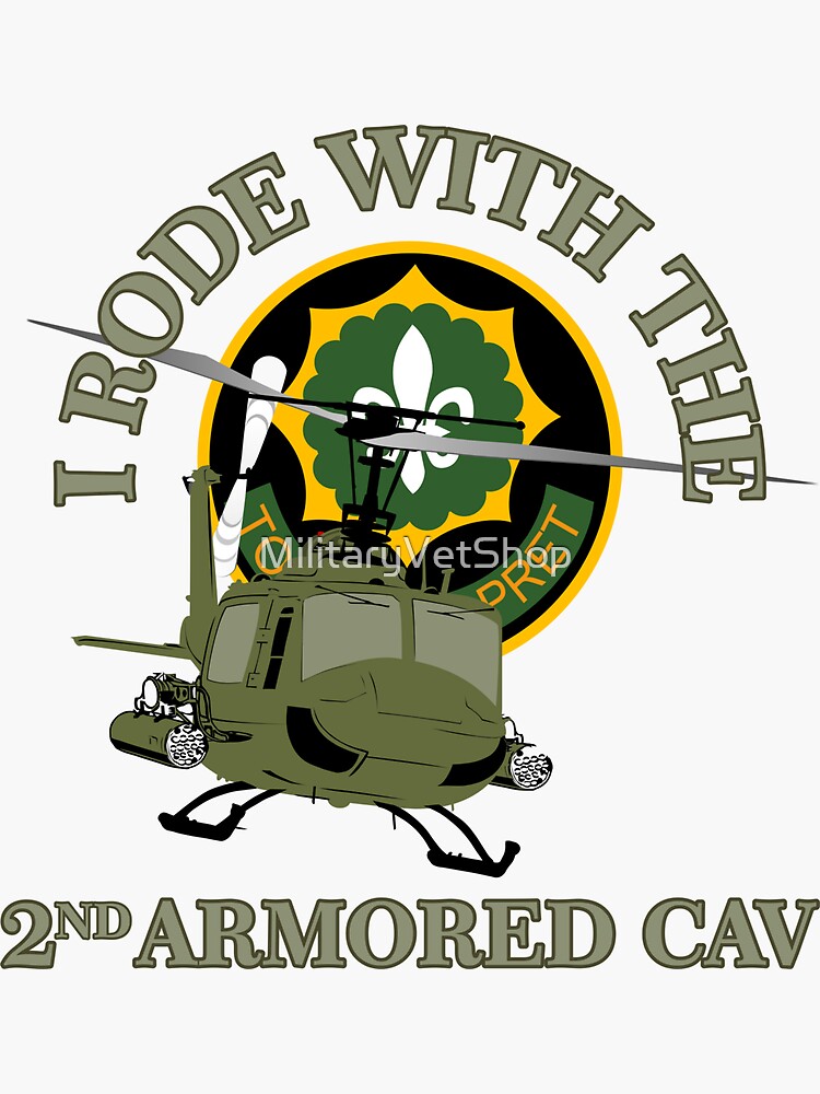 Thumbnail 3 of 3, Sticker, I Rode With The 2nd Armored Cav - UH-1 Helicopter designed and sold by MilitaryVetShop.