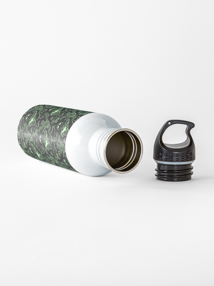 Alternate view of Cryptid Pattern (Green Lines) Water Bottle