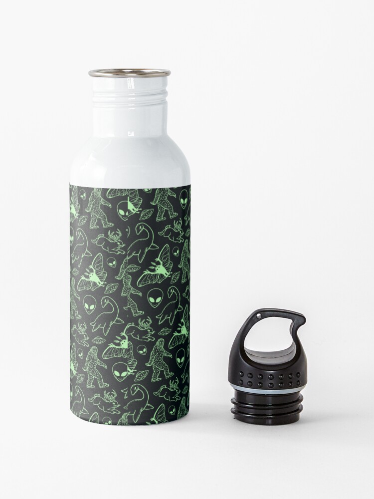 Alternate view of Cryptid Pattern (Green Lines) Water Bottle