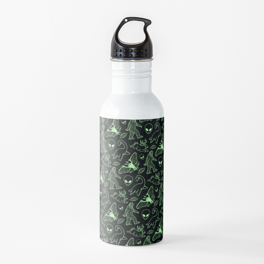 Cryptid Pattern (Green Lines) Water Bottle