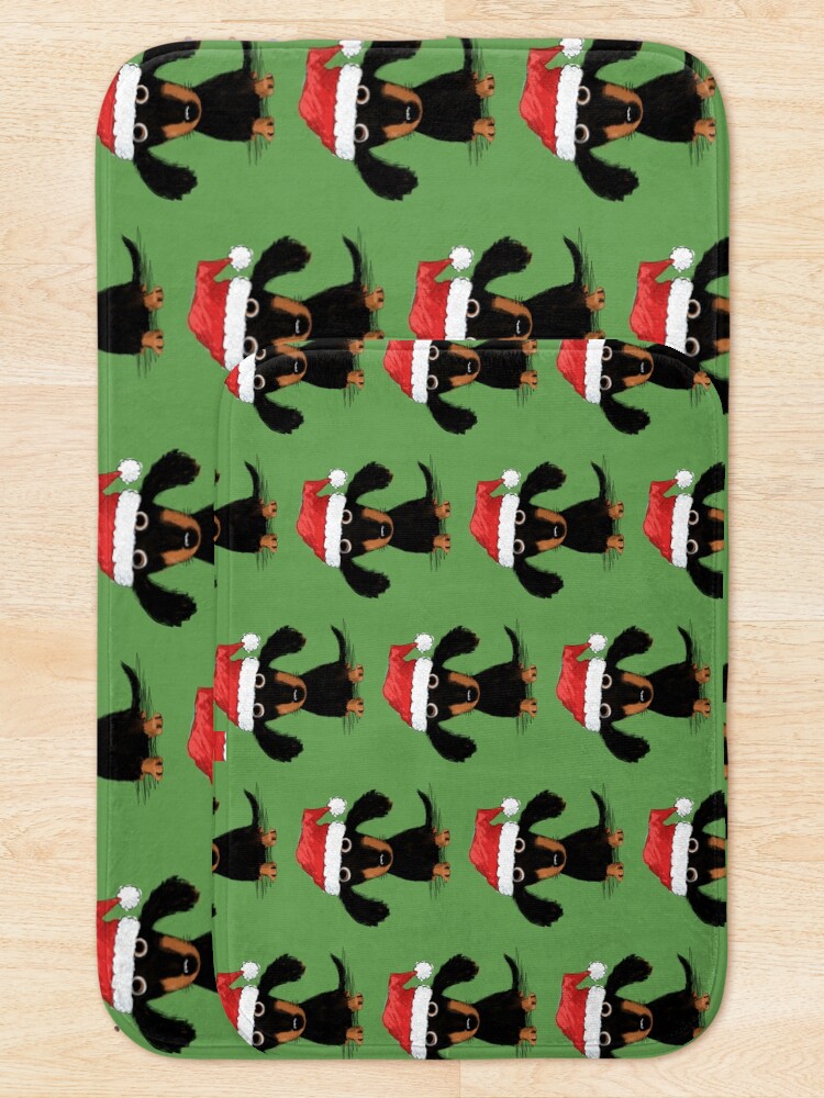 Alternate view of Doxie Clause Santa Dachshund | Funny Wiener Dog Christmas Bath Mat