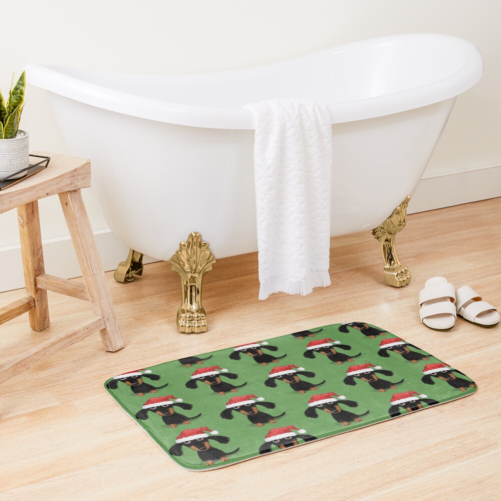 Doxie Clause Santa Dachshund | Funny Wiener Dog Christmas Bath Mat
