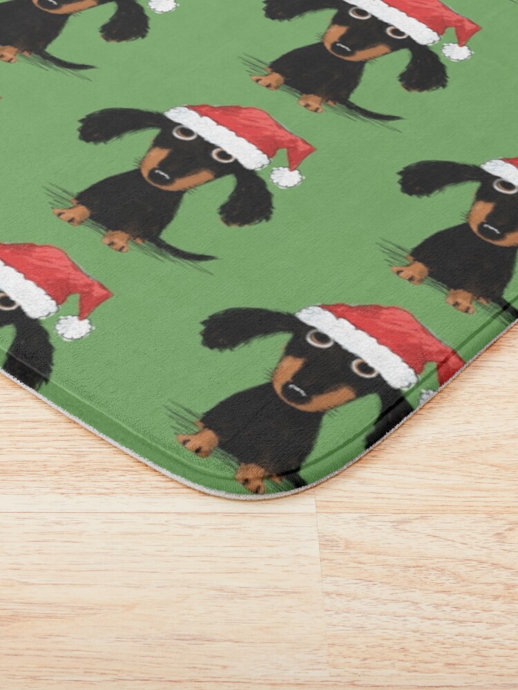 Alternate view of Doxie Clause Santa Dachshund | Funny Wiener Dog Christmas Bath Mat