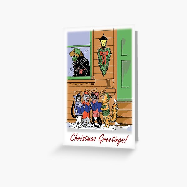 Caroling Cats (Distressed Dogs) Greeting Card