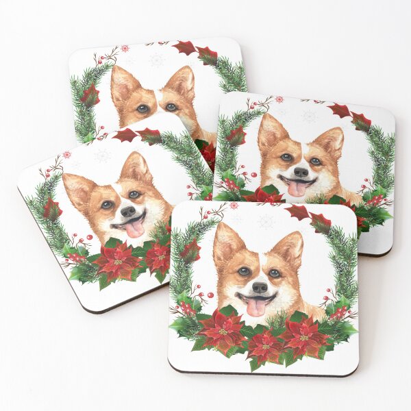 Artikelvorschau, Waliser-Corgi-Hund in einem Weihnachtskranz-Weihnachtsgeschenk für Waliser-Corgi-Hundebesitzer / Liebhaber entworfen und verkauft von YuliyaR.