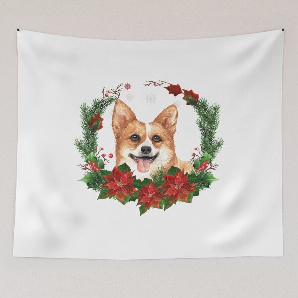 Artikelvorschau, Waliser-Corgi-Hund in einem Weihnachtskranz-Weihnachtsgeschenk für Waliser-Corgi-Hundebesitzer / Liebhaber entworfen und verkauft von YuliyaR.