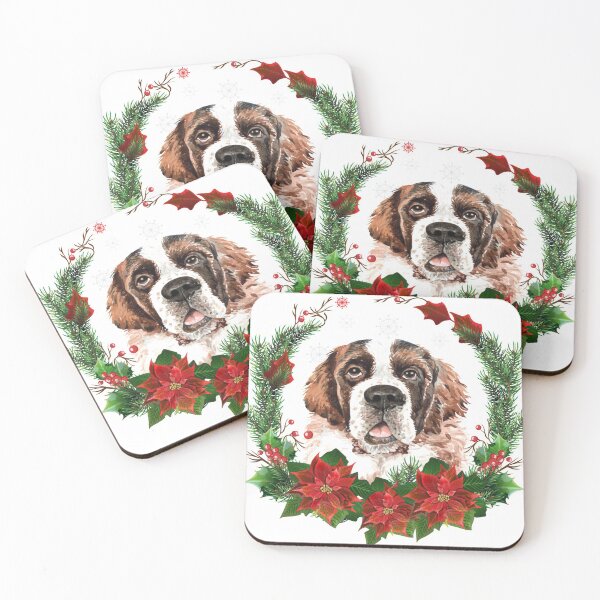 Item preview, St. Bernard dog in a Christmas Wreath Christmas Gift for St. Bernard dog Owner / Lover designed and sold by YuliyaR.
