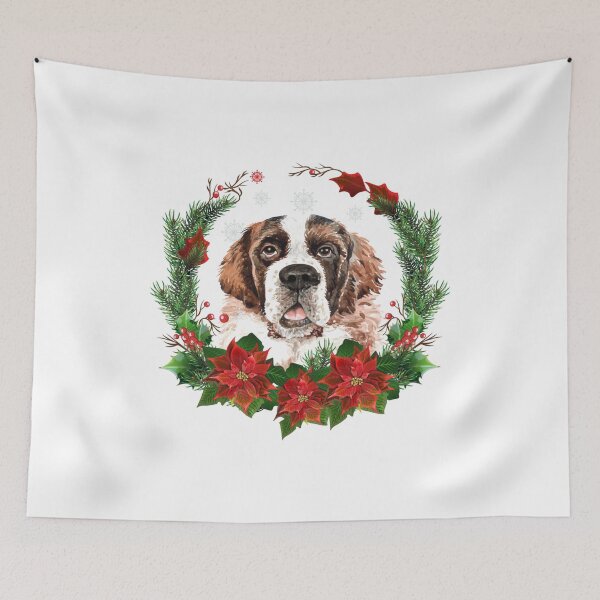 Item preview, St. Bernard dog in a Christmas Wreath Christmas Gift for St. Bernard dog Owner / Lover designed and sold by YuliyaR.