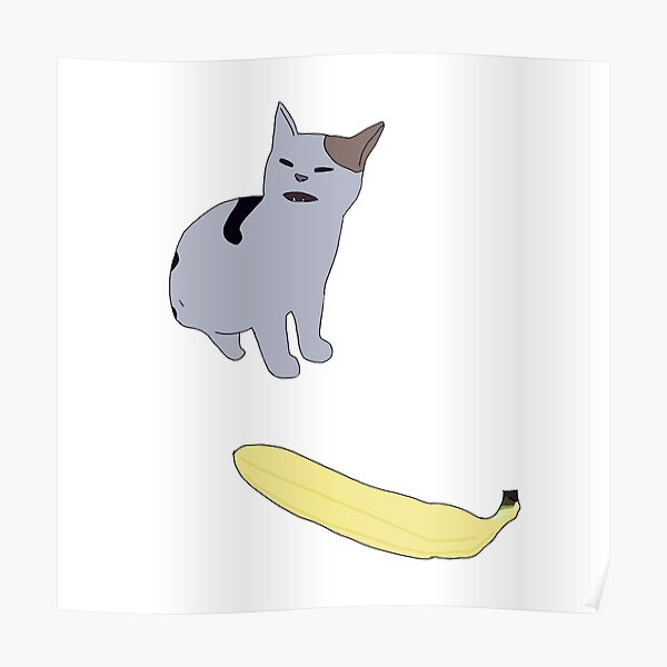Cat No Banana Meme Posters Redbubble